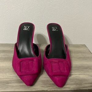 NY&Co Cranberry heeled mules. Great pre-owned condition. Size 9M